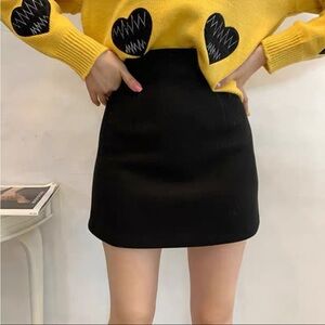 Black knit a line skirt